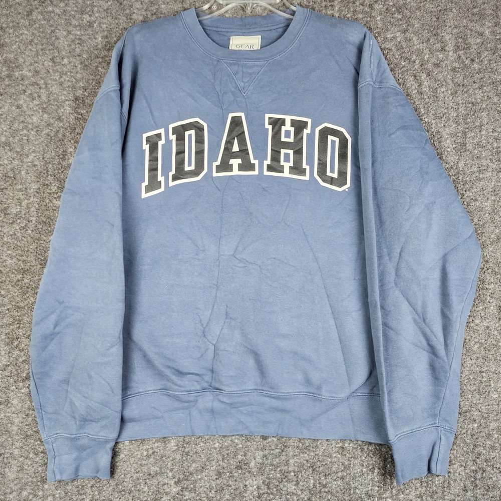 Gear For Sports Sweatshirt Mens Large Blue Idaho Big Cotton Crewneck Pullover